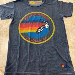 Aviator Nation Kids Tee - Dark Gray with Multicolor Stripe